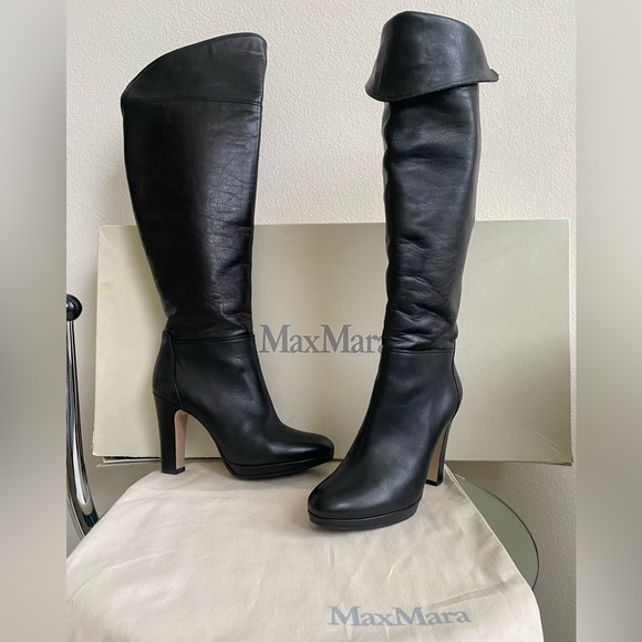 MaxMara Leather Over-the-Knee Boots NWT - Picture 2 of 11